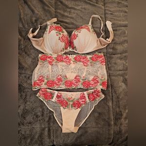 Victorias Secret Bra, skirt garter, and panty